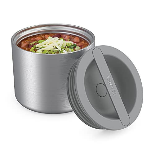 Bentgo® Stainless Insulated Food Container - Triple Layer Insulation, Leak-Proof Lid, Wide Mouth Design - Sustainable 2.4 Cup Capacity, Food-Grade Materials, Ideal for Cool or Warm Food (Stainless Steel Silver)