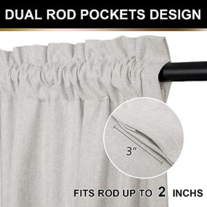 100% Blackout Shield Linen Blackout Curtains 108 Inches Long 2 Panels Set, Clip Rings/Rod Pocket Blackout Curtains No Light, Black Out Curtains & Drapes for Bedroom, 50 inches Wide Each Panel, Beige