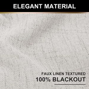 100% Blackout Shield Linen Blackout Curtains 108 Inches Long 2 Panels Set, Clip Rings/Rod Pocket Blackout Curtains No Light, Black Out Curtains & Drapes for Bedroom, 50 inches Wide Each Panel, Beige