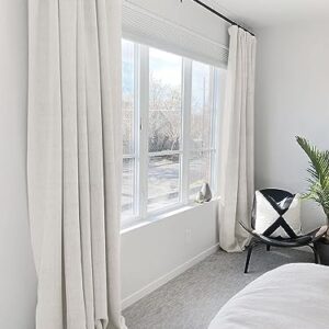 100% Blackout Shield Linen Blackout Curtains 108 Inches Long 2 Panels Set, Clip Rings/Rod Pocket Blackout Curtains No Light, Black Out Curtains & Drapes for Bedroom, 50 inches Wide Each Panel, Beige