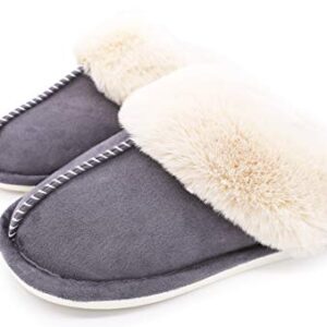 SnailGo Women's Slippers Fluffy Memory Foam Fuzzy House Furry Indoor Cozy Warm Ladies Slippers Dark Grey 9.5-10