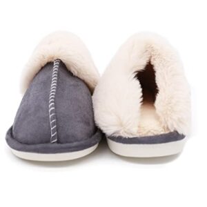 SnailGo Women's Slippers Fluffy Memory Foam Fuzzy House Furry Indoor Cozy Warm Ladies Slippers Dark Grey 9.5-10