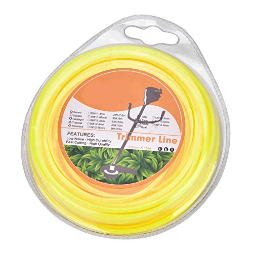 Round Trimmer Cord, Mower Line, Strimmer Cord, Nylon Round Line, Trimmer Line, for Lawn Mower Brush Cutter Grass Trimmer Strimmer(3.0mm*15m-yellow)