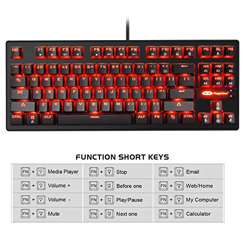 Anivia 87 Keys Mechanical Gaming Keyboard, 80% Compact USB Wired Mechanical Keyboard with Red Backlit & Blue Switch, Hot Swappable Gaming Keyboard for Gaming and Work - Black