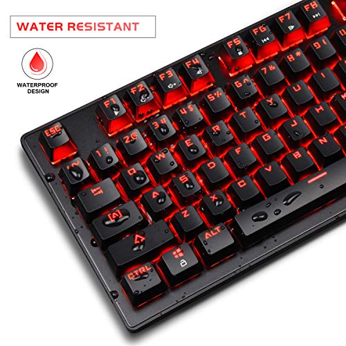 Anivia 87 Keys Mechanical Gaming Keyboard, 80% Compact USB Wired Mechanical Keyboard with Red Backlit & Blue Switch, Hot Swappable Gaming Keyboard for Gaming and Work - Black