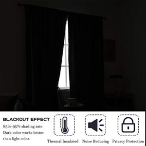 DUALIFE Pure White Room Darkening Curtains for Living Room - 63 Inch Length Rod Pocket Thermal Insulated Energy Saving Noise Reducing Curtains for Bedroom Set of 2 Panels (White 42x63)