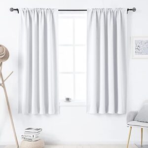 dualife pure white room darkening curtains for living room - 63 inch length rod pocket thermal insulated energy saving noise reducing curtains for bedroom set of 2 panels (white 42x63)