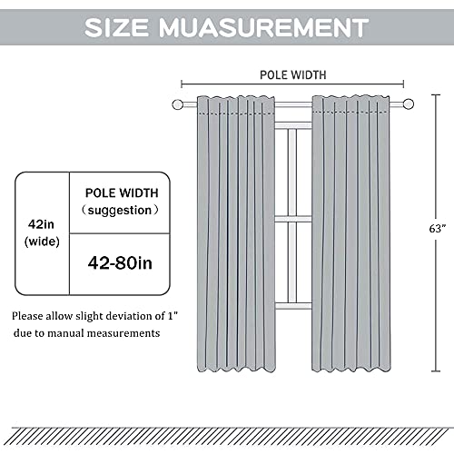 DUALIFE Pure White Room Darkening Curtains for Living Room - 63 Inch Length Rod Pocket Thermal Insulated Energy Saving Noise Reducing Curtains for Bedroom Set of 2 Panels (White 42x63)