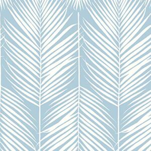 NextWall Palm Silhouette Coastal Peel and Stick Wallpaper (Hampton Blue)