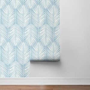 NextWall Palm Silhouette Coastal Peel and Stick Wallpaper (Hampton Blue)