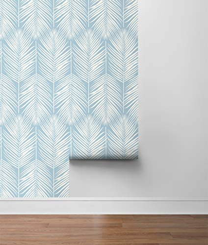 NextWall Palm Silhouette Coastal Peel and Stick Wallpaper (Hampton Blue)