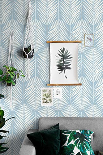 NextWall Palm Silhouette Coastal Peel and Stick Wallpaper (Hampton Blue)