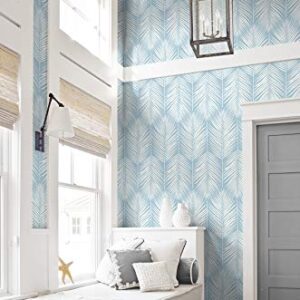 NextWall Palm Silhouette Coastal Peel and Stick Wallpaper (Hampton Blue)