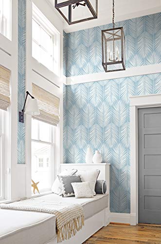 NextWall Palm Silhouette Coastal Peel and Stick Wallpaper (Hampton Blue)