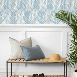 NextWall Palm Silhouette Coastal Peel and Stick Wallpaper (Hampton Blue)