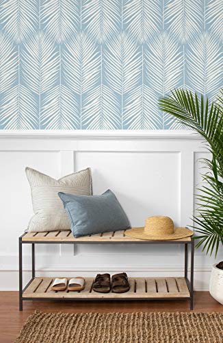 NextWall Palm Silhouette Coastal Peel and Stick Wallpaper (Hampton Blue)