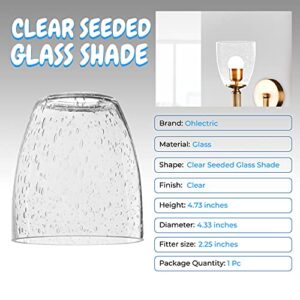 OhLectric Handblown Clear Seeded Glass Shade - Vintage Styled Light Shade For Chandelier And Pendant Lights - Excellent Replacement Shade For Light Fixtures - Easy To Install - 4.73”x4.33” - OL-42780