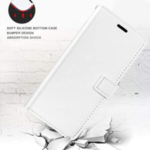 Shantime Infinix Note 8 Wallet Case, Premium PU Leather Magnetic Flip Case Cover with Card Holder and Kickstand for Infinix Note 8 White