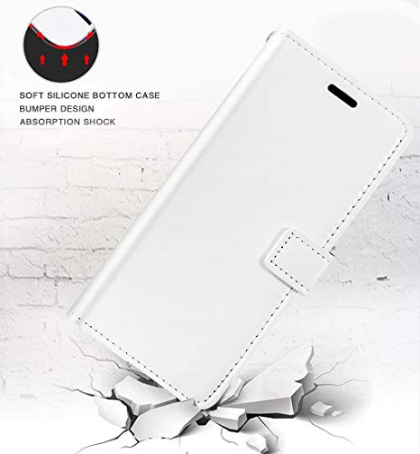 Shantime Infinix Note 8 Wallet Case, Premium PU Leather Magnetic Flip Case Cover with Card Holder and Kickstand for Infinix Note 8 White