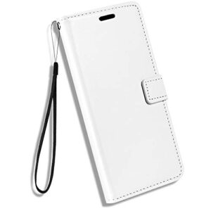 Shantime Infinix Note 8 Wallet Case, Premium PU Leather Magnetic Flip Case Cover with Card Holder and Kickstand for Infinix Note 8 White