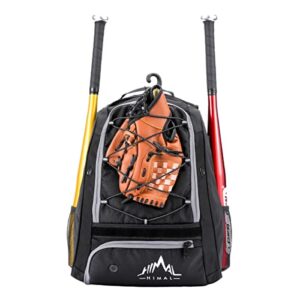 himal outdoors baseball bag - bat backpack for baseball, t-ball & softball equipment & gear for adults | holds bat, helmet, gloves and cleats | shoes compartment & fence hook