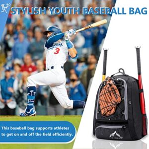 Himal Outdoors Baseball Bag - Bat Backpack for Baseball, T-Ball & Softball Equipment & Gear for Adults | Holds Bat, Helmet, Gloves and Cleats | Shoes Compartment & Fence Hook