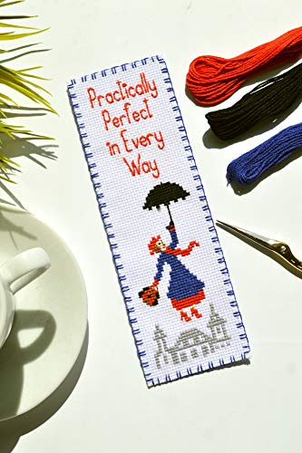 Mary Poppins Cross Stitch Bookmark Kit - DIY Embroidery Gift for Booklovers