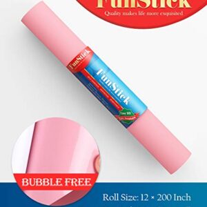 FunStick Solid Pink Wallpaper Pink Peel and Stick Wallpaper Pink Contact Paper Self Adhesive Thick Removable Wall Paper Roll for Girls Bedroom Nursery Walls Cabinet Drawers Kids Vanity Desk 12" x 200"