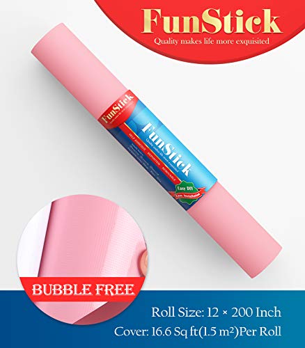FunStick Solid Pink Wallpaper Pink Peel and Stick Wallpaper Pink Contact Paper Self Adhesive Thick Removable Wall Paper Roll for Girls Bedroom Nursery Walls Cabinet Drawers Kids Vanity Desk 12" x 200"