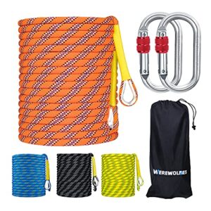 climbing rope, 32ft/65ft/98ft/165ft/230ft high strength outdoor safety static rock climbing rope, escape rope, rappelling rope, fire rescue parachute rope (orange 8mm, 32ft(10m))