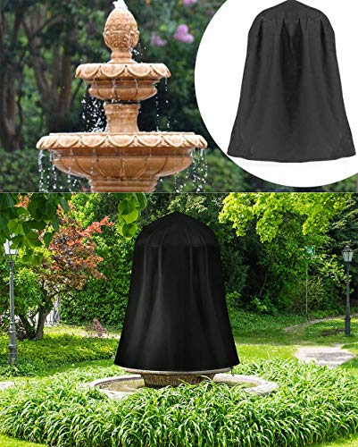 UCARE Outdoor Garden Fountain Covers Waterproof Dustproof Statue Protective Cover for Winter Patio Water Fountains Statues, 48"x68" Fountain Cover (Black)