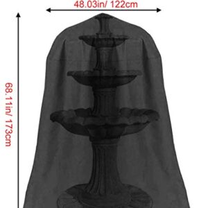 UCARE Outdoor Garden Fountain Covers Waterproof Dustproof Statue Protective Cover for Winter Patio Water Fountains Statues, 48"x68" Fountain Cover (Black)