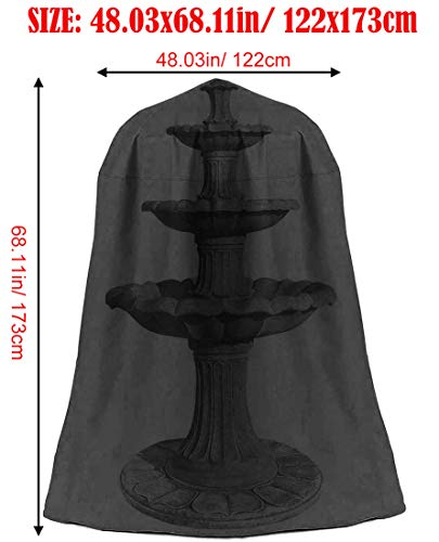 UCARE Outdoor Garden Fountain Covers Waterproof Dustproof Statue Protective Cover for Winter Patio Water Fountains Statues, 48"x68" Fountain Cover (Black)