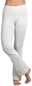 tobeinstyle women’s premium comfortable cotton-blend fold over flared yoga pants leggings - bone - x-large