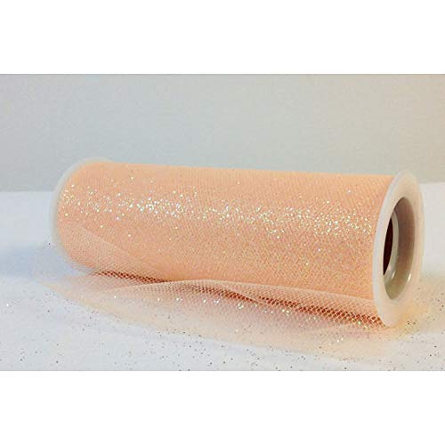 Glitter Tulle Fabric - 6 Inches Wide X 10 Yards (Peach)