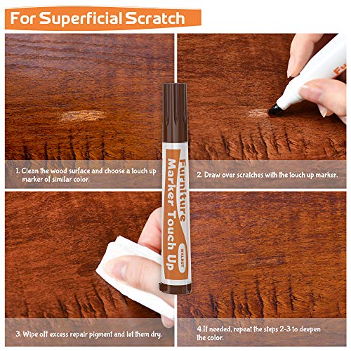 REALINN Wood Furniture Repair Kit- Set of 28 - Touch Up Markers, Fillers with Wood Putty - Repair Scratch, Cracks, Hole, Discoloration for Wooden Door, Floor, Table, Cabinet