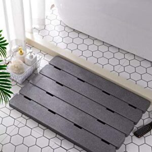 MatXwell Outdoor Bath Shower Mat Non Slip, 33.4x23.6 inch Extra Large Indoor Shower Mat with Drain Hole, Grey Eco-Friendly Styrofoam Lightweight Shower Floor Mat for Bathroom, Fast Drainage