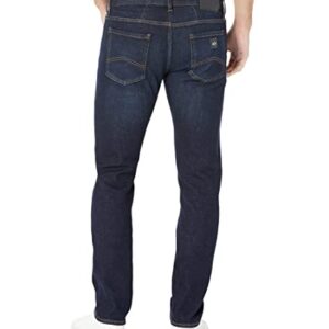 A|X ARMANI EXCHANGE Men's 5 Pocket Slim Denim, Dark Wash/Tobacco Stitching/Stretch Cotton