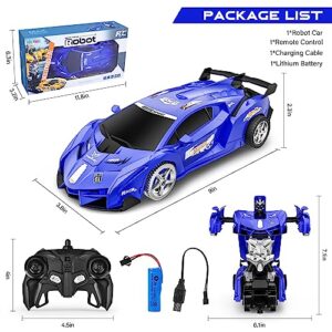 Remote Control Car, Toy for 3-8 Year Old Boys, 360° Rotating RC Deformation Robot Car Toy with LED Light, Transform Robot RC Car Age 3 4 5 6 7 8-12 Years Old for Kids, Boys Girls Birthday Gifts (Blue)