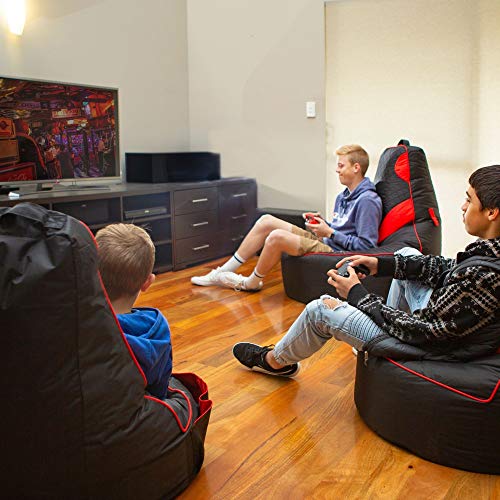 Gaming Bean Bag Chair for Adults [Cover ONLY No Filling] with High Back - Fun Gaming Sofa - Big Bean Bag Chairs for Teens and Kids - Dorm Chair - Gamer Beanbag Gaming Chair (Black/Blue)