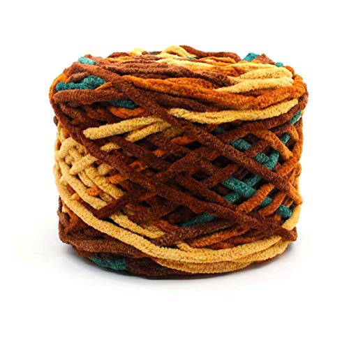 SUGN DIY Multicolor Warm Sewing Thick Plush Soft Chenille Yarn Knitting Rope Velvet Thread Baby Cord(Coffee&Green)