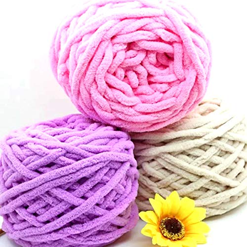 SUGN DIY Multicolor Warm Sewing Thick Plush Soft Chenille Yarn Knitting Rope Velvet Thread Baby Cord(Coffee&Green)