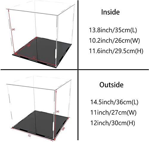 A+ DESIGN Clear Acrylic Display Case Assemble Collectibles Box Alternative Glass Case for Display Action Figures Home Storage & Organizing Toys (14.5x11x12 inch; 36x27x30 cm)