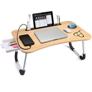 slendor laptop desk laptop bed stand foldable laptop table folding breakfast tray portable lap standing desk reading and writing holder with drawer for bed couch sofa floor