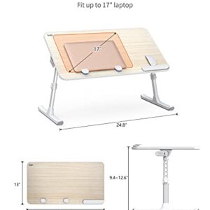 Laptop Desk for Bed, SAIJI Lap Desks Bed Trays for Eating Writing, Adjustable Computer Laptop Stand, Foldable Lap Table in Sofa and Couch（23.6 x 13Teak