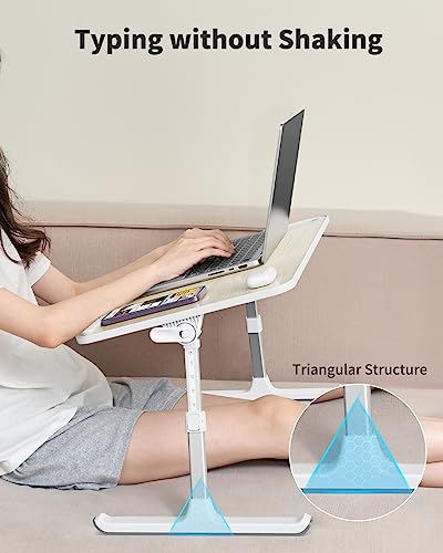 Laptop Desk for Bed, SAIJI Lap Desks Bed Trays for Eating Writing, Adjustable Computer Laptop Stand, Foldable Lap Table in Sofa and Couch（23.6 x 13Teak