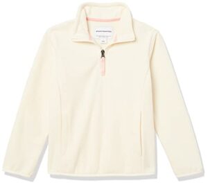 amazon essentials toddler girls' quarter-zip polar fleece jacket, ivory, 2t