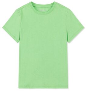 alwaysone kid's short sleeve t-shirt girls' cotton jersey tee crewneck boys' t-shirts solid and striped tee shirt 3-12 years (light green-xl)