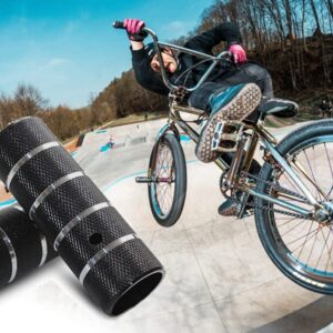 WADEKING WHW Bike Pegs 4.3" Length,Suitable for 14mm Axles, Freestyle BMX Bicycles,Durable and Stylish Non-Slip (Black 1)