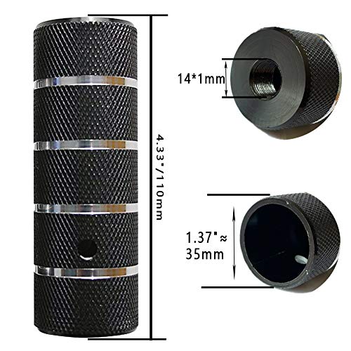 WADEKING WHW Bike Pegs 4.3" Length,Suitable for 14mm Axles, Freestyle BMX Bicycles,Durable and Stylish Non-Slip (Black 1)